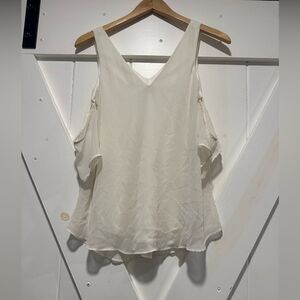 Express women's off white cream cold shoulder top